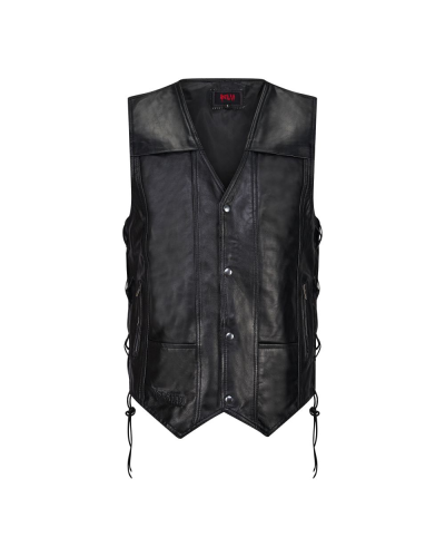 Aderlass Biker Vest Leather Laced-Up black
