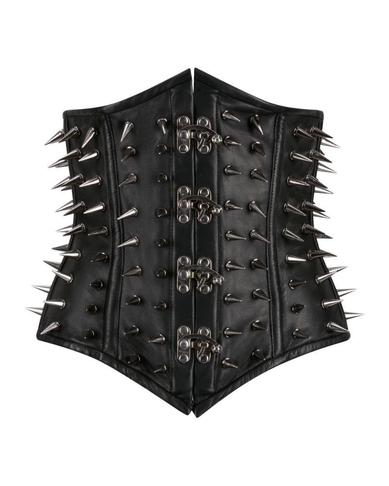 Aderlass Underbust Corset Spike Leather black