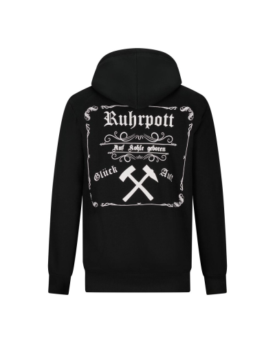 Mode Wichtig Zip Hoodie RUHRPOTT Auf Kohle geboren black