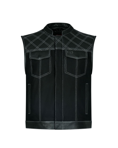 Aderlass Brigantine Vest Pentagram Print Leather black