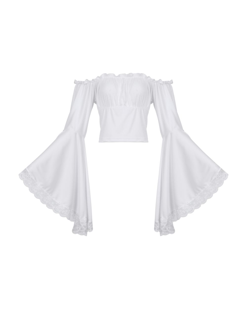 Aderlass Bat Sleeve Crop Top White