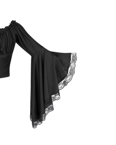 Aderlass Bat Sleeve Crop Top black