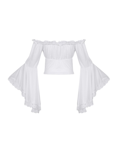 Aderlass Bat Sleeve Crop Top White