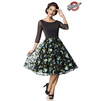 BELSIRA Premium besticktes Vintage-Swingkleid black / blue