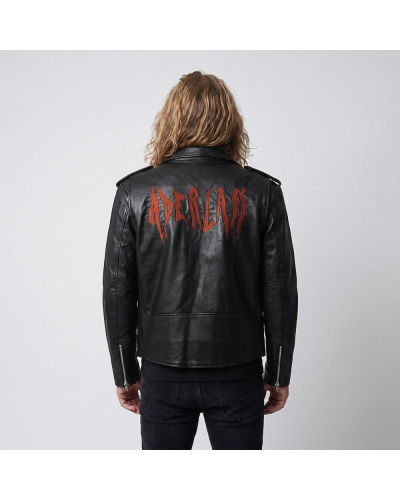 Aderlass Mens Biker Jacket Leather Embroidery black