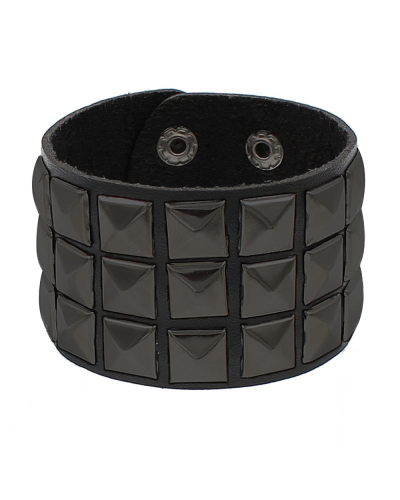 Black Pistol Studded Bracelet 3-Row Black-Black