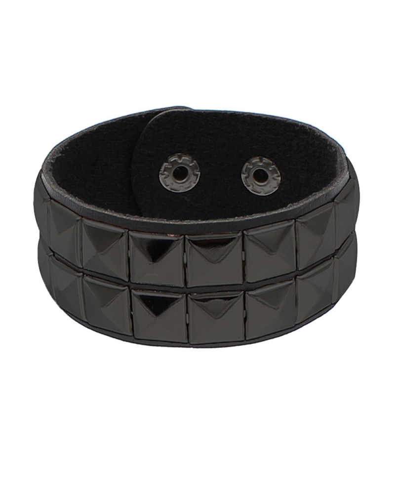 Black Pistol Studded Bracelet 2-Row Black-Black