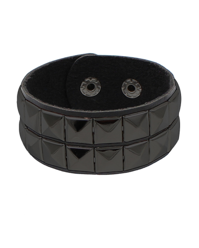 Black Pistol Studded Bracelet 2-Row Black-Black
