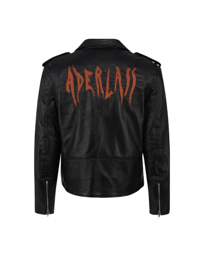 Aderlass Mens Biker Jacket Leather Embroidery black