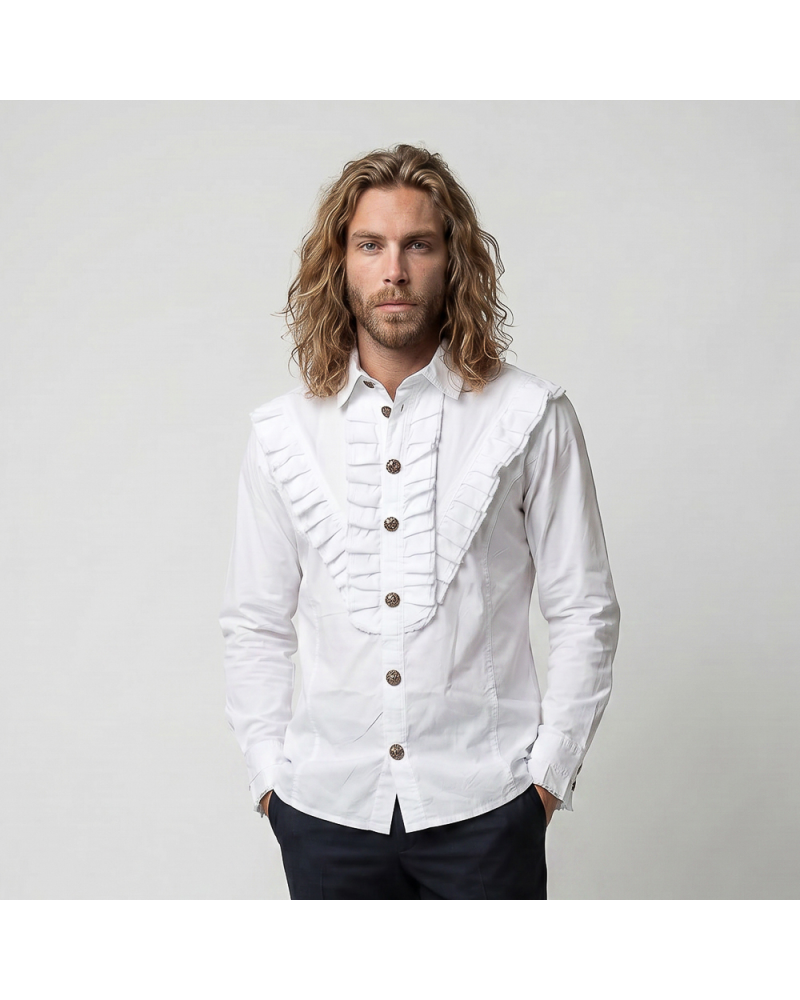 Aderlass Victorian Frill Shirt White