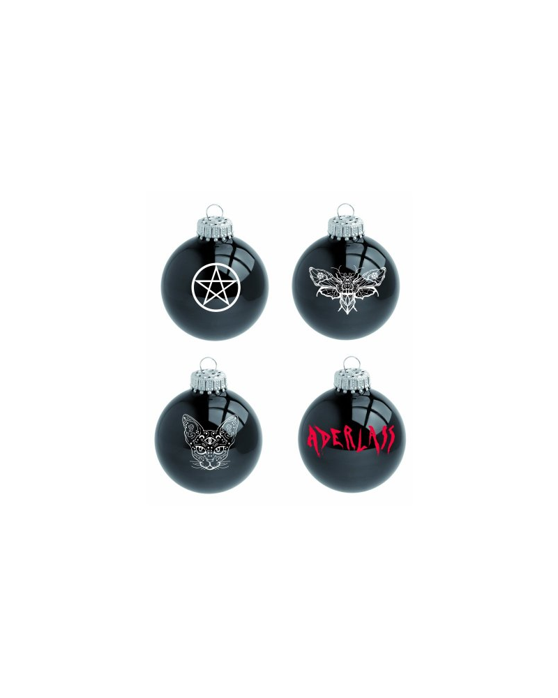 Aderlass Christbaumkugeln Set 4 Glaskugeln black