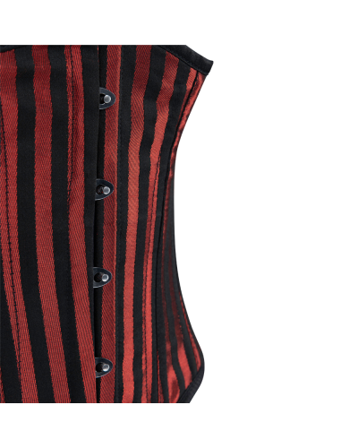 Aderlass Underbust Corset Brocade Stripe black red