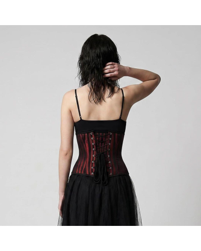 Aderlass Underbust Corset Brocade Stripe black red
