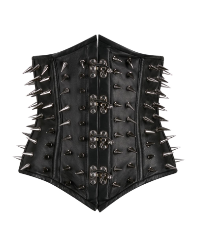 Aderlass Underbust Corset Spike Leather black