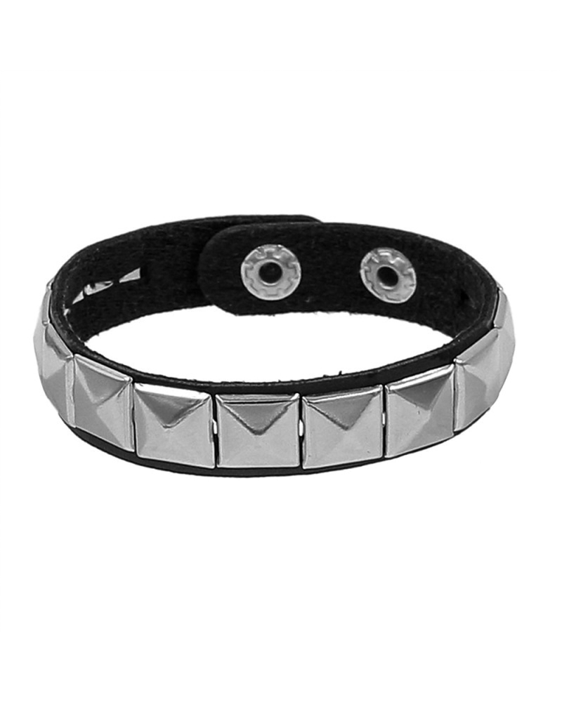 Black Pistol Studded Bracelet 1-Row Black-Silver