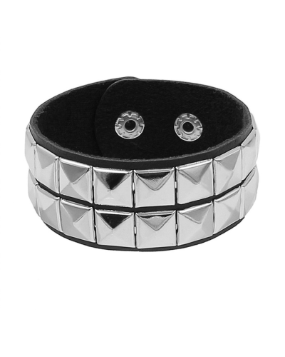Black Pistol Studded Bracelet 2-Row Black-Silver