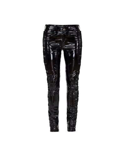 Aderlass Skinny Pants Laced Up Glossy Vinyl black