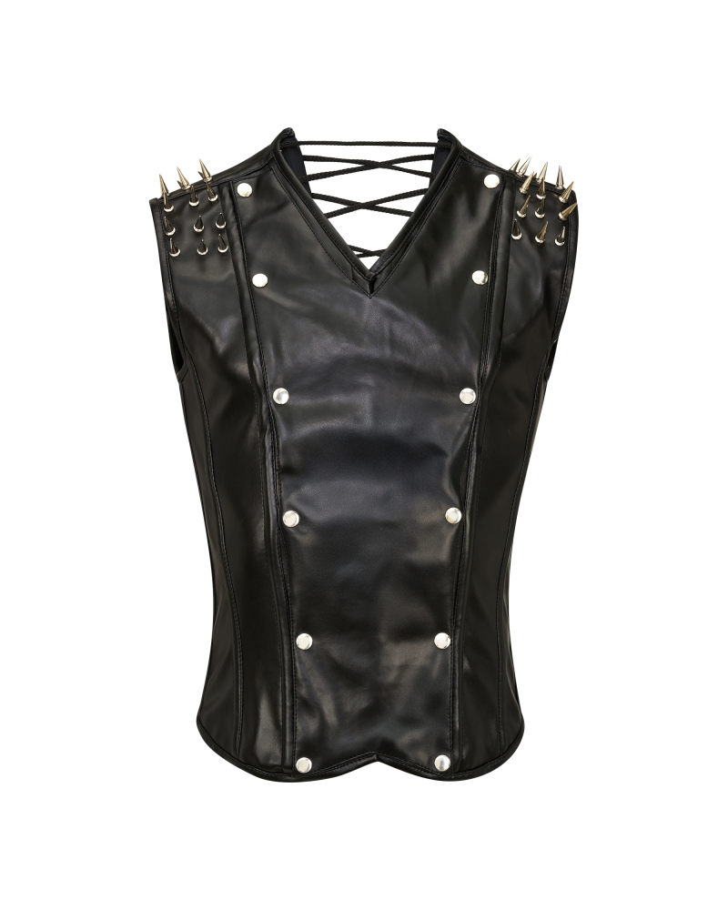 Aderlass Men Corset Spike Faux Leather black