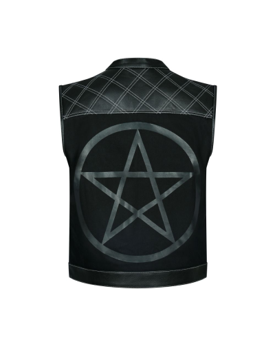 Aderlass Brigantine Vest Pentagram Print Leather black