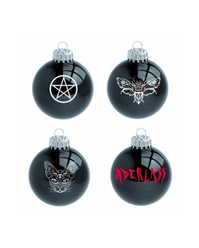 Aderlass Christbaumkugeln Set 4 Glaskugeln black