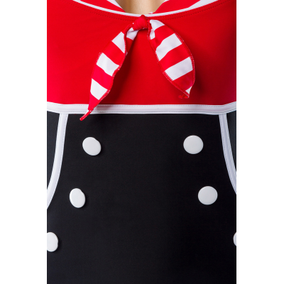 BELSIRA Vintage-Badeanzug mit Zierschleife Red Black