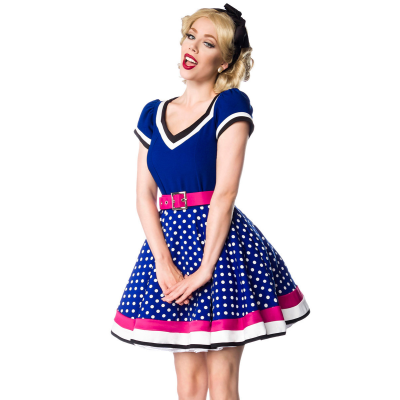 BELSIRA Kleid mit Gürtel blau/rosa/weiß