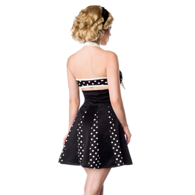 BELSIRA Godet-Kleid mit Schleife schwarz/weiss