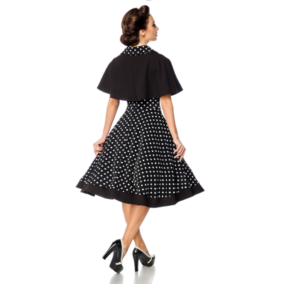 BELSIRA Swing-Kleid mit Cape schwarz/weiss/dots