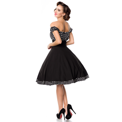 BELSIRA schulterfreies Swing-Kleid schwarz/weiss