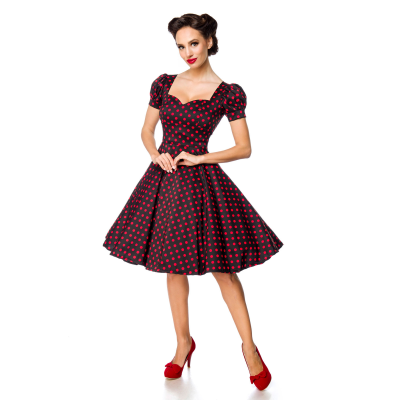 BELSIRA Kleid mit Puffärmeln black red