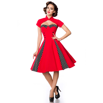 BELSIRA Vintage-Kleid mit Bolero rot/schwarz/weiss