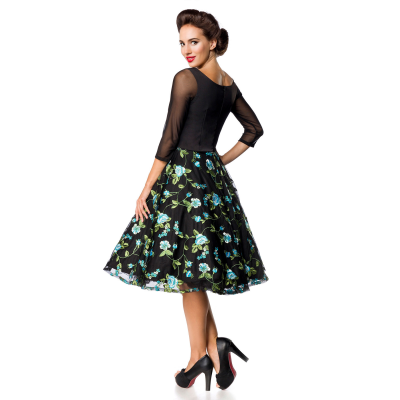 BELSIRA Premium besticktes Vintage-Swingkleid black / blue