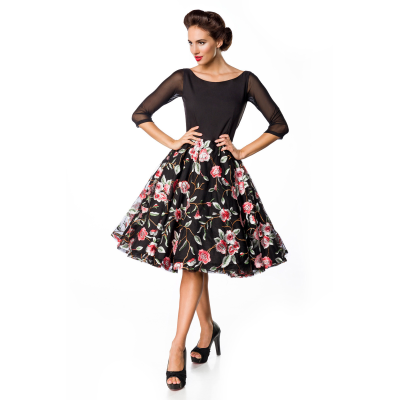 BELSIRA Premium besticktes Vintage-Swingkleid black / pink