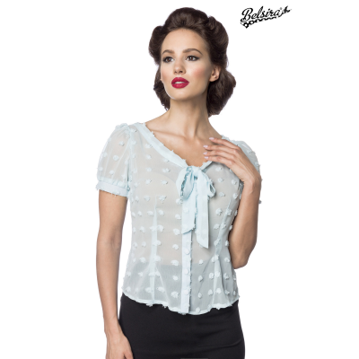 BELSIRA Vintage Schluppenbluse blau