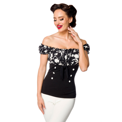 BELSIRA schulterfreies Oberteil black / patterned
