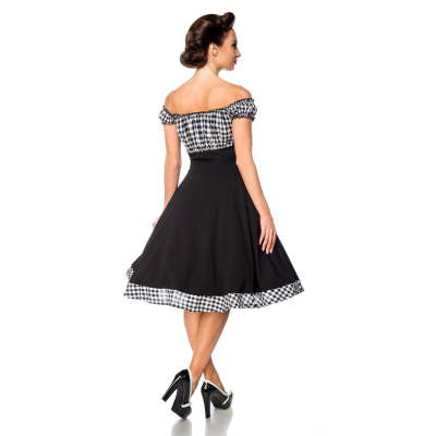 BELSIRA schulterfreies Swing-Kleid black / checkered